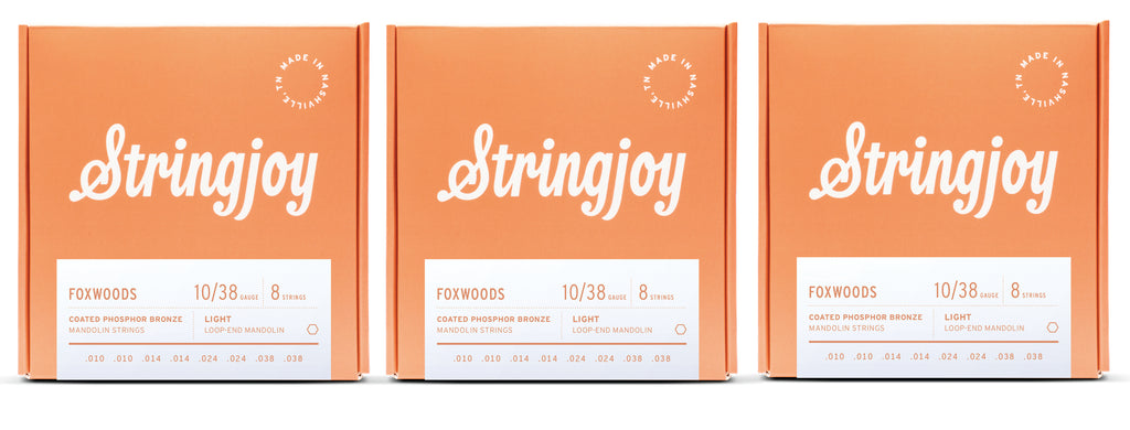 Stringjoy FW1038 Foxwoods Coated Mandolin String Set Phosphor Bronze 10-38 (3-Pack)