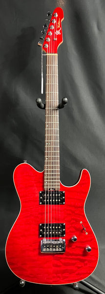 Grassroots Throbber Tele-Style Electric Guitar Quilted Trans Red Finish