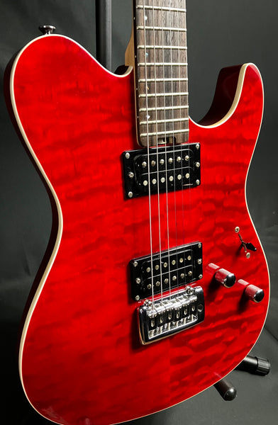 Grassroots Throbber Tele-Style Electric Guitar Quilted Trans Red Finish