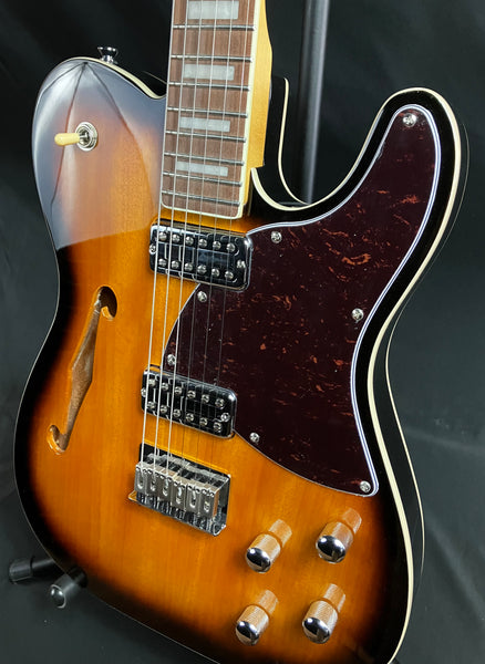 Vintage VRD850TS REVO Series 'Midline' Semi-Hollow Electric Guitar Tobacco Sunburst Finish