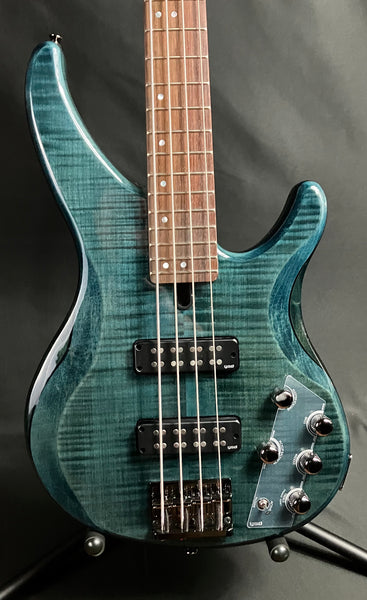 Yamaha TRBX604FM 4-String Bass Guitar Flamed Maple Indigo Blue Finish