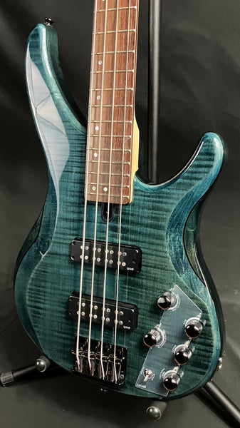 Yamaha TRBX604FM 4-String Bass Guitar Flamed Maple Indigo Blue Finish