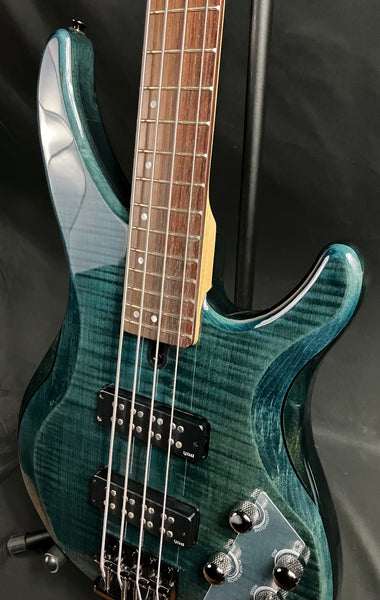 Yamaha TRBX604FM 4-String Bass Guitar Flamed Maple Indigo Blue Finish