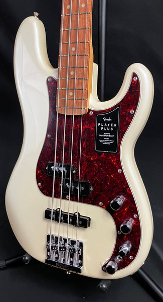 Fender Player Plus Active Precision Bass 4-String Bass Guitar Olympic Pearl w/ Gig Bag