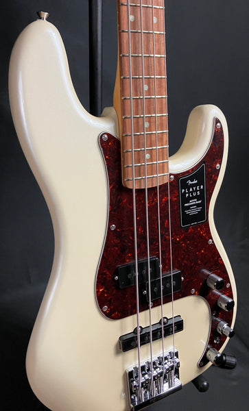 Fender Player Plus Active Precision Bass 4-String Bass Guitar Olympic Pearl w/ Gig Bag