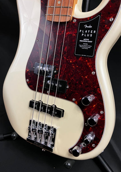 Fender Player Plus Active Precision Bass 4-String Bass Guitar Olympic Pearl w/ Gig Bag