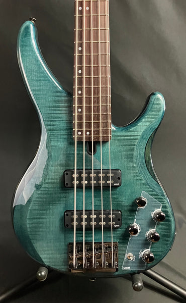 Yamaha TRBX605FM 5-String Bass Guitar Flamed Indigo Blue Finish