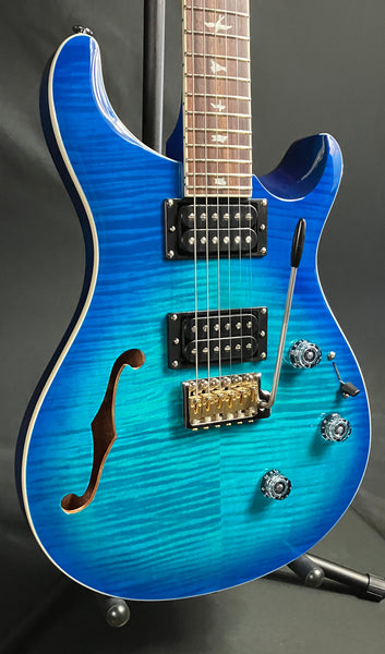 PRS SE Custom 24 Semi-Hollow Piezo Electric Guitar Lake Blue w/ Gig Bag (411)