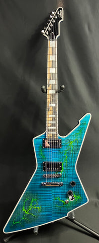 Schecter E-1 Electro-Resin Electric Guitar Transparent Blue Finish (522)