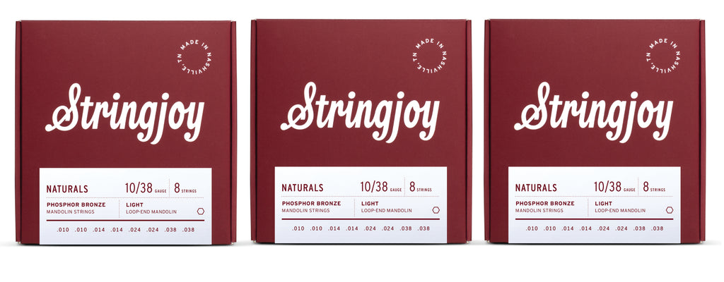 Stringjoy NB1038 Naturals Mandolin String Set Phosphor Bronze 10-38 (3-Pack)