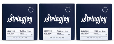 Stringjoy NW1023 Signatures Banjo String Set Nickel Wound 10-23 (3-Pack)