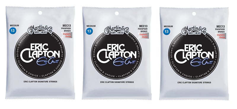 Martin MEC13 Clapton s Choice Phosphor Bronze Acoustic Guitar Strings Medium 13 56 3 Pack